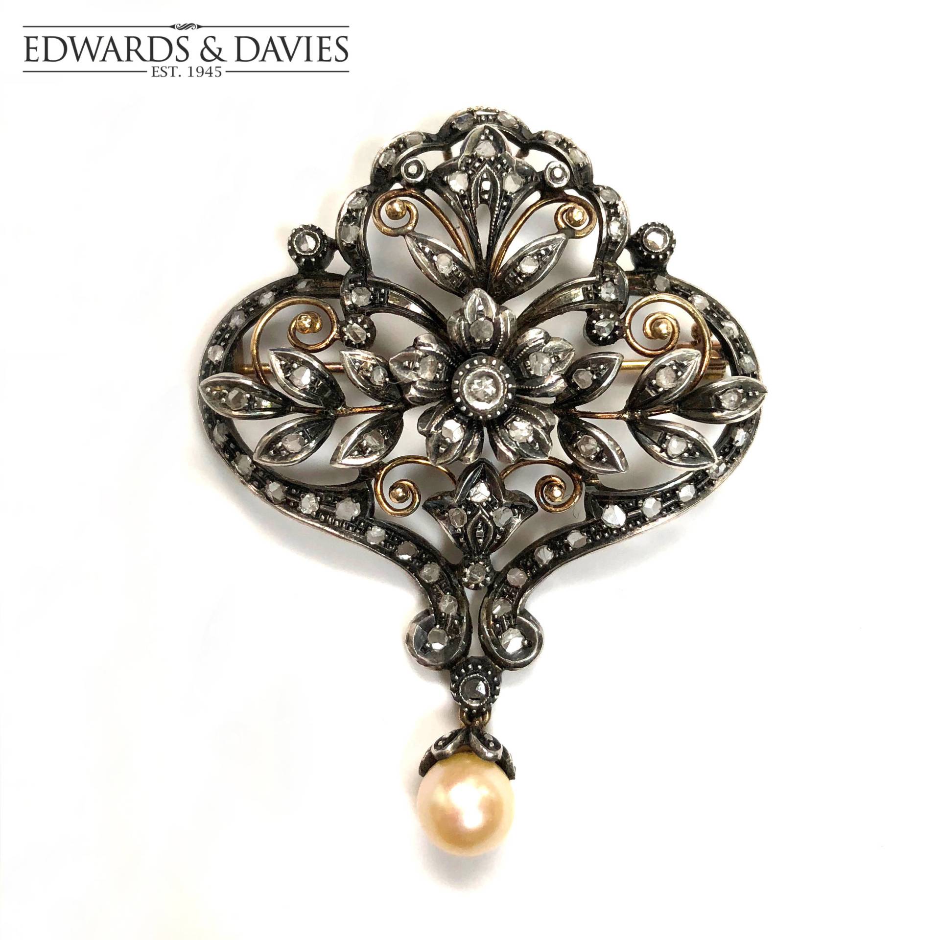 Diamant Und Perlen Gold Brosche | 18K Art Deco Pin Antiker Schmuck Antike Anhänger von EdwardsandDavies