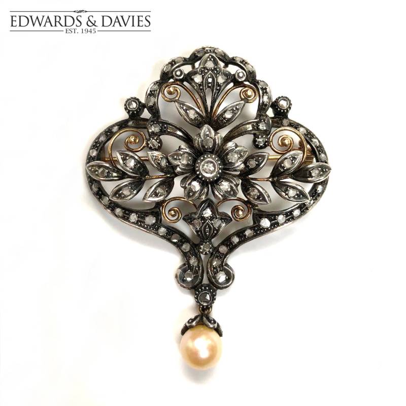 Diamant Und Perlen Gold Brosche | 18K Art Deco Pin Antiker Schmuck Antike Anhänger von EdwardsandDavies
