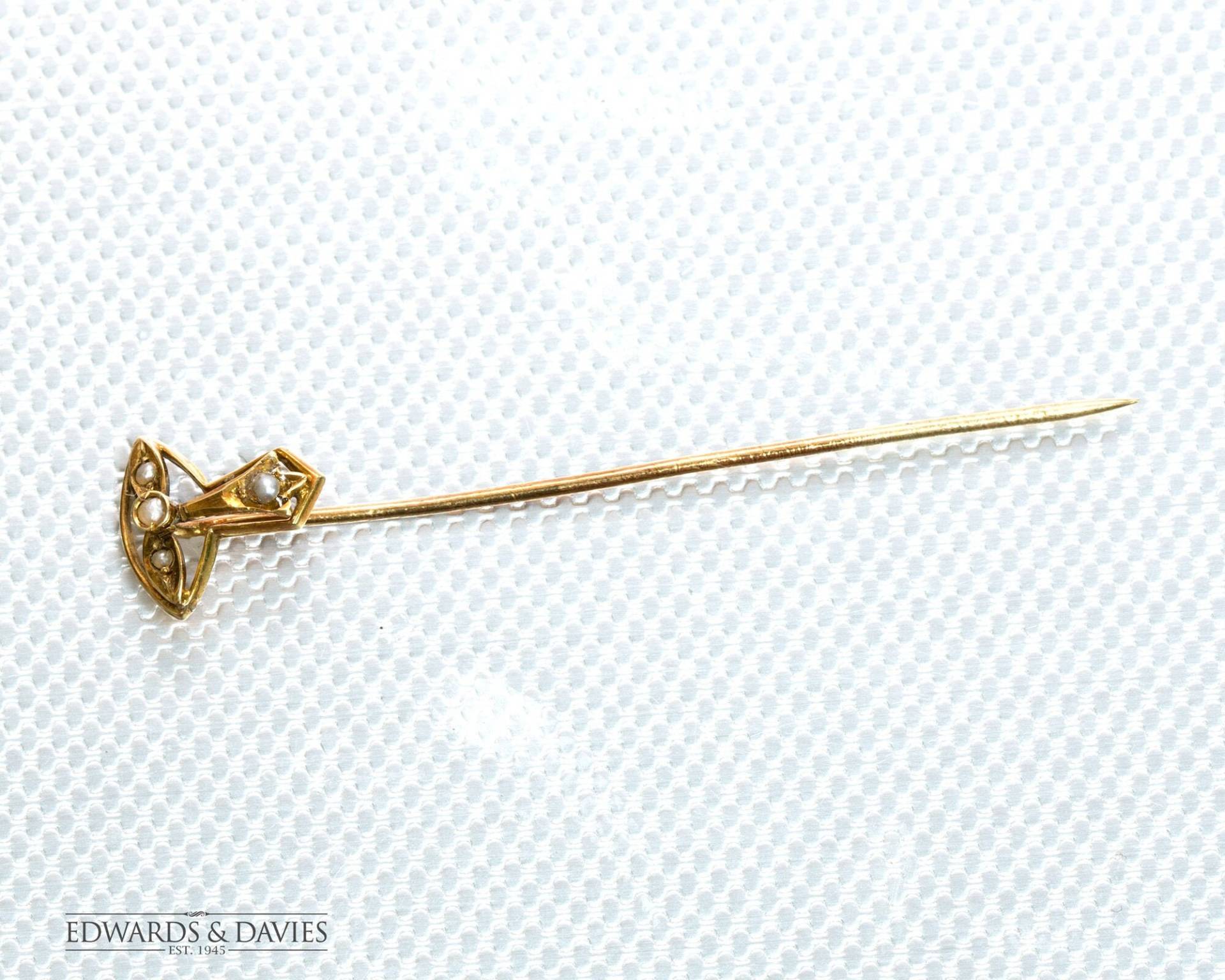 Gelbgold Perlenstab Pin | Vintage Saatperlen Anstecknadel Perlen Gold Schmuck Antiker Hut von EdwardsandDavies