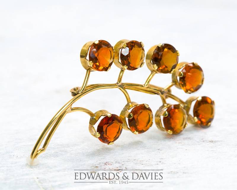 Gold Citrin Pin Brosche | Ast Reversnadel Antiker Schmuck Antike Antik von EdwardsandDavies