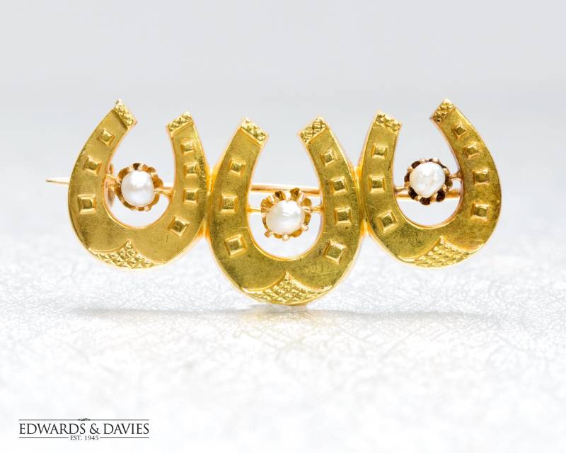 Gold Hufeisen Brosche | Perlen Pin Lapel Antiker Schmuck Antike von EdwardsandDavies