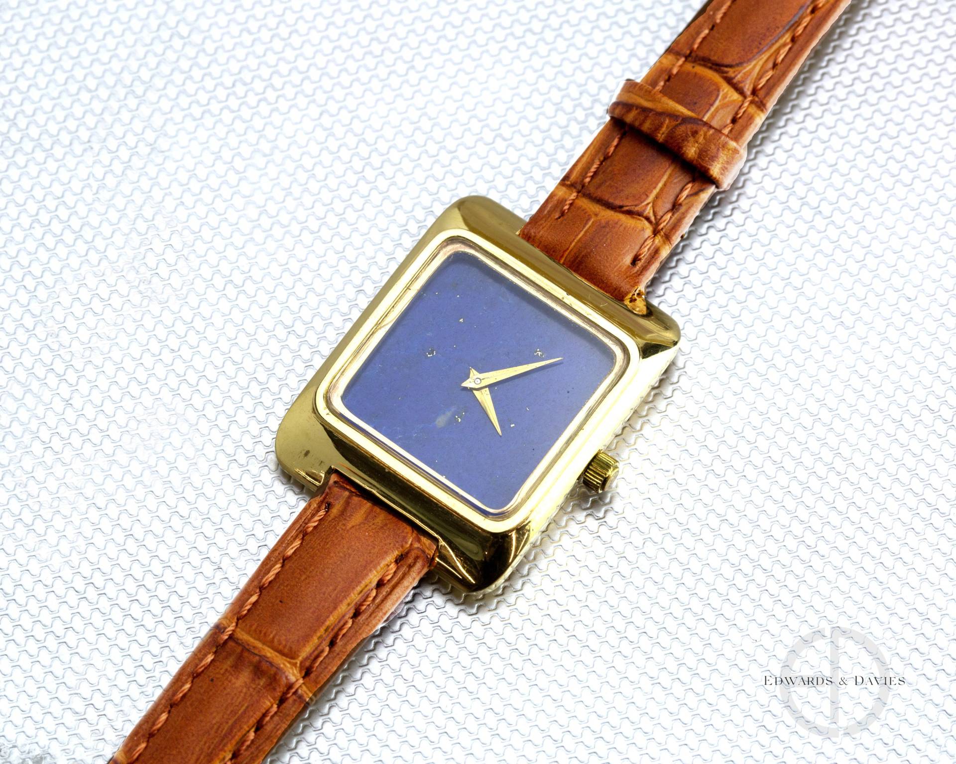 Gold Lapis Lazuli Uhr | Zifferblatt Vintage Armband Gold 18K Uhren Gesicht Leder Uhrenarmband von EdwardsandDavies