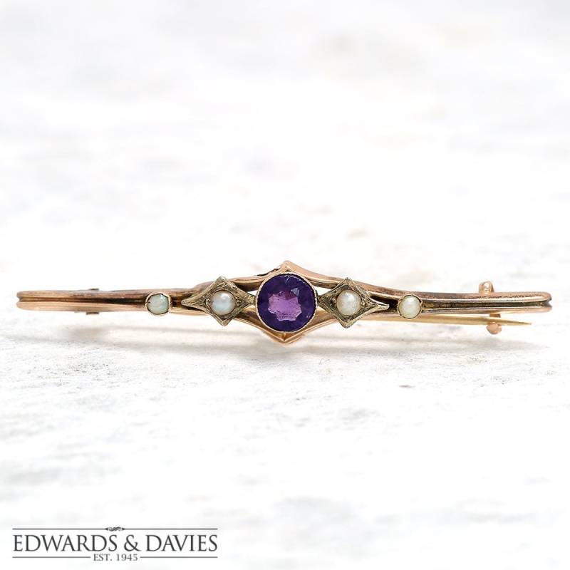 Gold Perlen Amethyst Pin Brosche | Broschen Perlenkette Anstecknadel Antiker Schmuck Antike von EdwardsandDavies