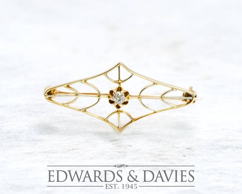 Gold Und Diamant Pin Brosche | Filigrane Lapel Antiker Schmuck Antike Anstecknadel von EdwardsandDavies