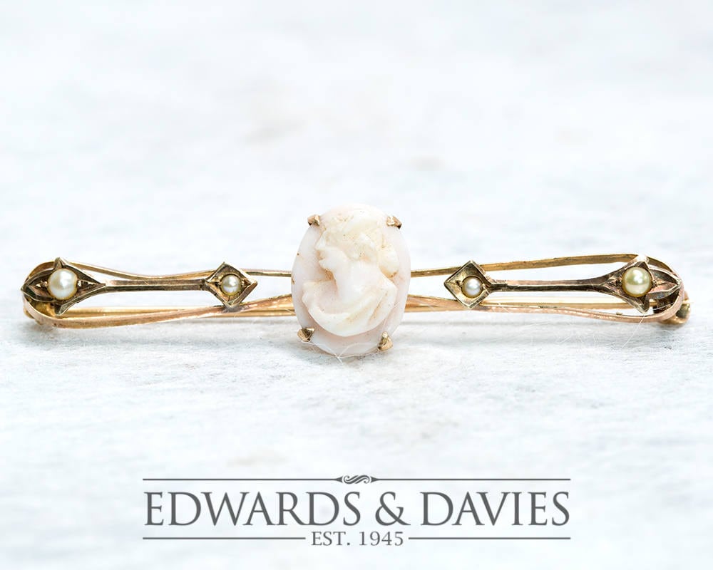 Kamee Perle Gold Pin Brosche | Lapel Antiker Schmuck Antike Antik Cameo von EdwardsandDavies