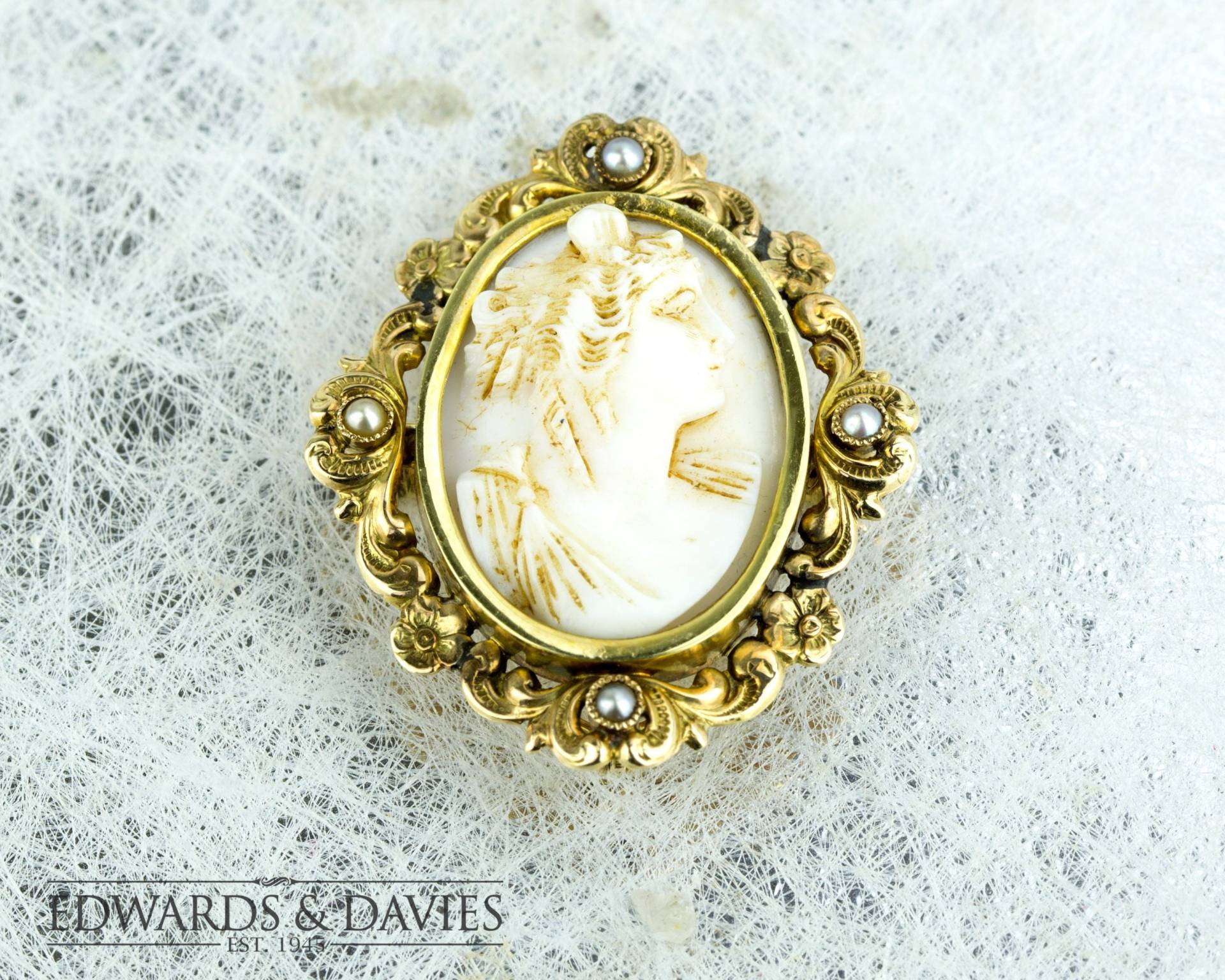 Kamee Perle Gold Pin Brosche | Lapel Antiker Schmuck Antike Antik Cameo von EdwardsandDavies