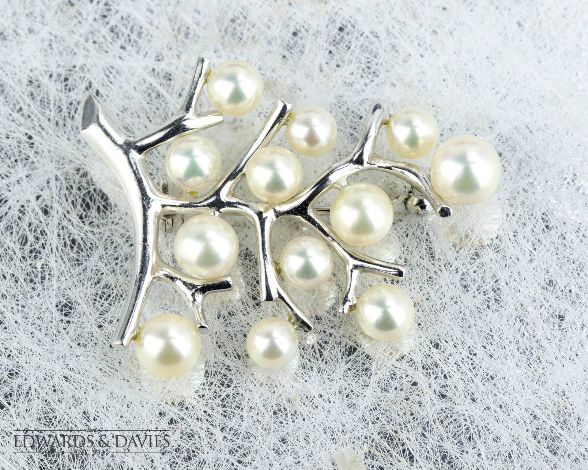 Salzwasserperle Gold Pin Brosche | Salzwasserperlen Ast Perle Antiker Schmuck Antike Baum Ast von EdwardsandDavies