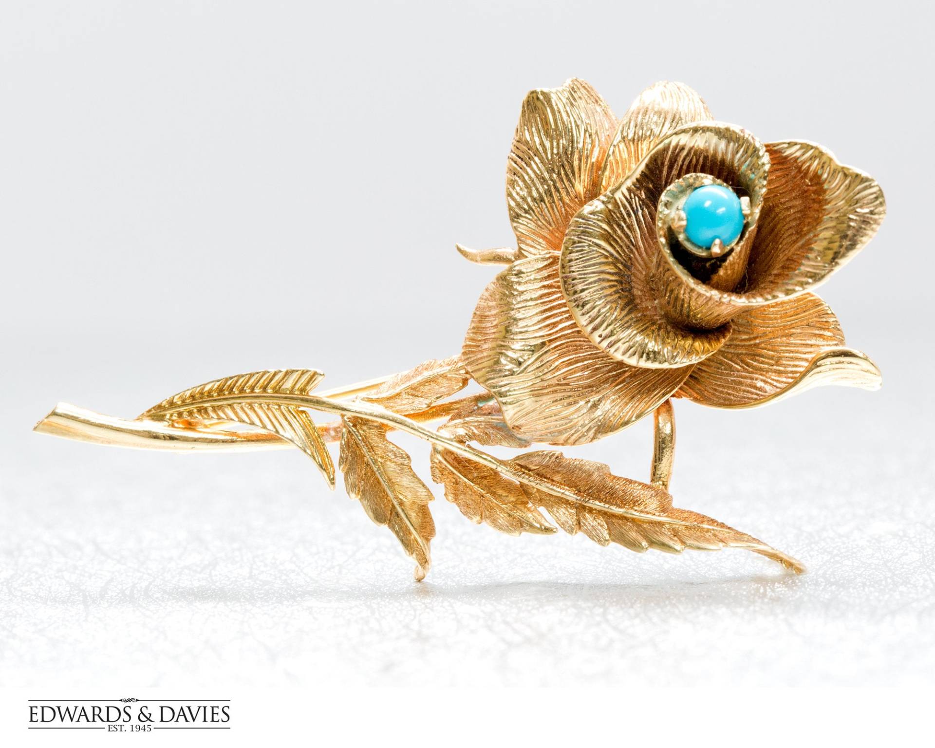 Türkis Gold Blüten Pin Brosche | Blumen Antiker Schmuck Antike Anstecknadel von EdwardsandDavies