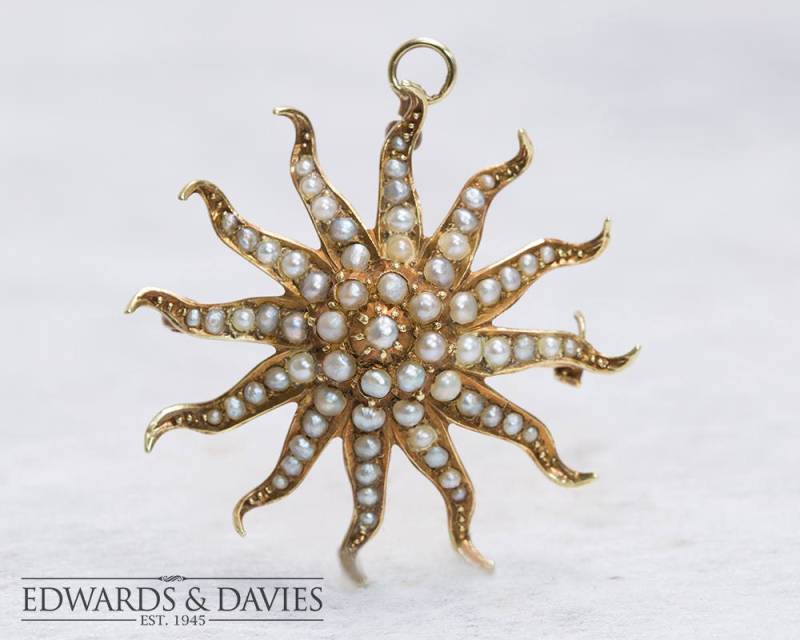 starburst Brosche Anhänger Halskette | Perle Antiker Schmuck Vintage Anstecknadel von EdwardsandDavies