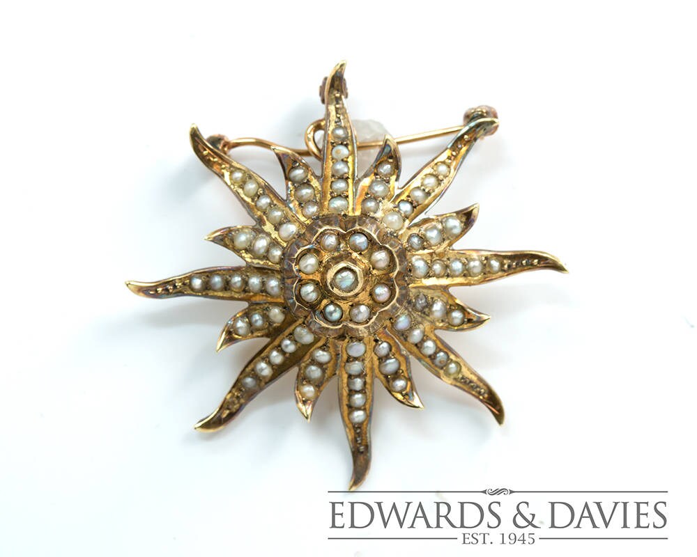 starburst Brosche Anhänger Halskette | Perle Antiker Schmuck Vintage Anstecknadel von EdwardsandDavies