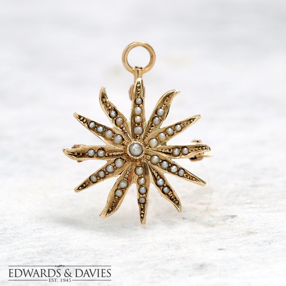 starburst Brosche Anhänger Halskette | Perle Antiker Schmuck Vintage von EdwardsandDavies