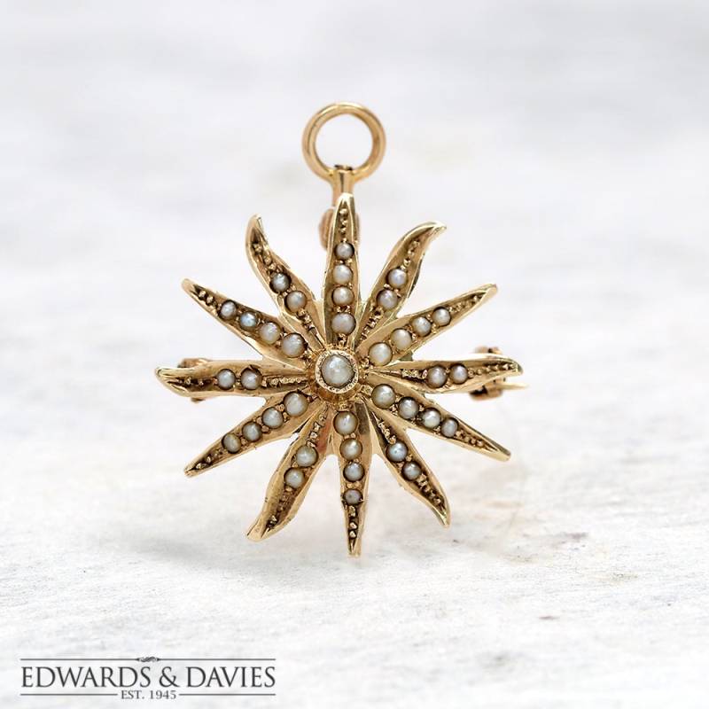 starburst Brosche Anhänger Halskette | Perle Antiker Schmuck Vintage von EdwardsandDavies