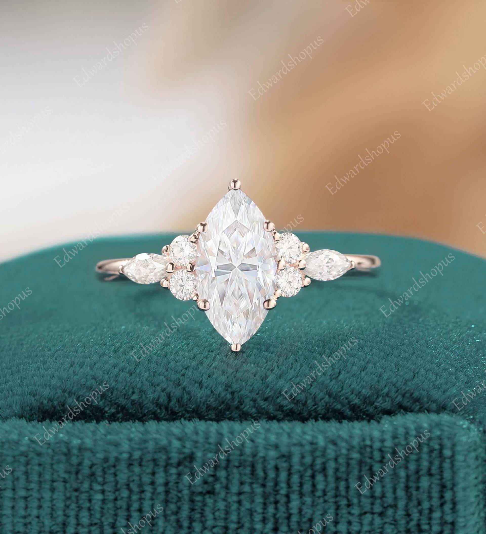 Moissanite Verlobungsring Vintage Marquiseschliff Damen Roségold Unikat Diamant Hochzeit Brautring Art Deco Ring Jubiläumsgeschenk Für Sie von Edwardshopus