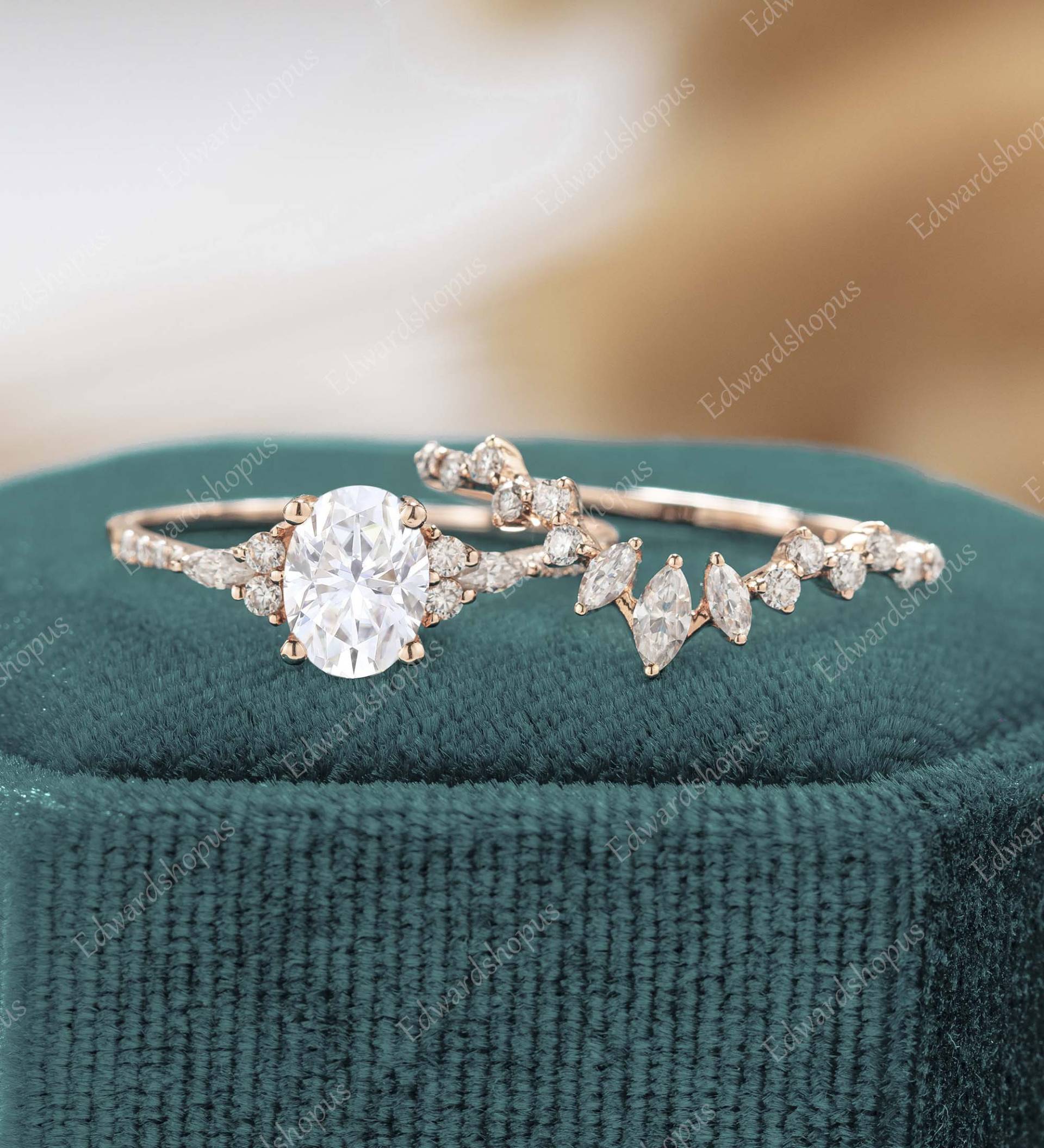 Oval Moissanit Verlobungsring Set Vintage Rose Gold Frauen Blatt Antik Art Deco Braut Marquise Diamant Einzigartiges Geschenk Oval Moissanit Verlobungsring Set Vintage Rose Gold Frauen Blatt Antik Art Deco Braut Marquise Diamant Einzigartiges Geschenk von Edwardshopus