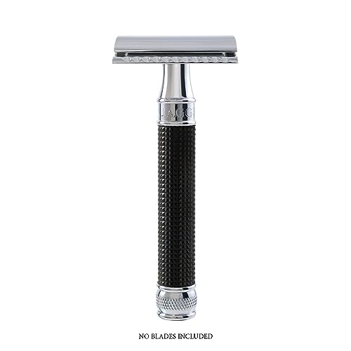Doppelseitiger Sicherheitsrasierer, normaler Griff, schwarzer Chrom-Laser, 3D-Diamant von Edwin Jagger