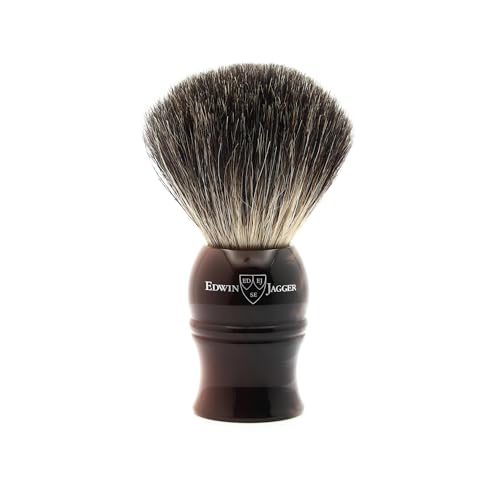 Edwin Jagger 1EJ332 Classic Pure Badger Hair Handmade Peeling Rasierpinsel für hochwertigen Schaum mit Rasiercreme oder Rasierseife für Damen und Herren (Imitation Hellhorn) von Edwin Jagger