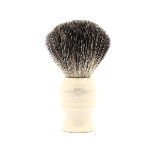 Edwin Jagger 1EJ337 Classic Pure Badger Hair Handmade Peeling Rasierpinsel für hochwertigen Schaum mit Rasiercreme oder Rasierseife für Damen und Herren (Elfenbeinimitat) von Edwin Jagger