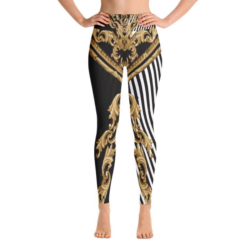 Leggings Mit Hoher Taille Für Frauen - Gedruckt Schwarz Weiß Gestreift Grafik Gedruckt Designer Yoga-Hosen-Fitnessstudio Workout Athletisch Laufsport von EdwinVonholyLtd