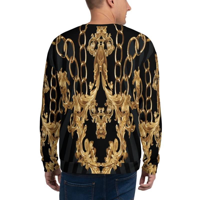Sweatshirt - Schwarz Gold Unisex Damen Herren Pullover Grafik Bedrucktes Designer von EdwinVonholyLtd