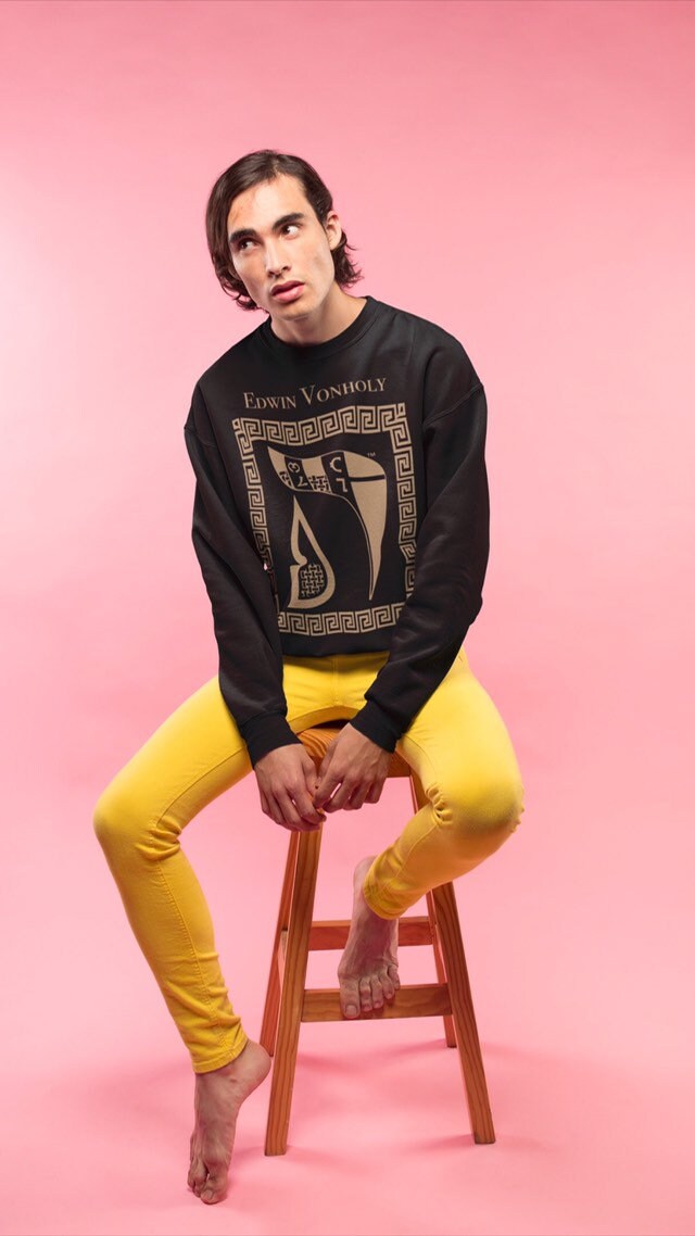 Sweatshirt - Schwarz Unisex Damen Herren Pullover Grafik Bedruckt Designer Streetwear von EdwinVonholyLtd