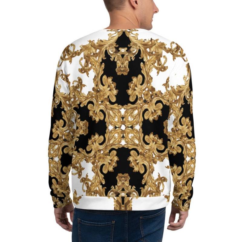 Sweatshirt - Weiß Gold Unisex Damen Herren Pullover Grafik Bedrucktes Designer von EdwinVonholyLtd