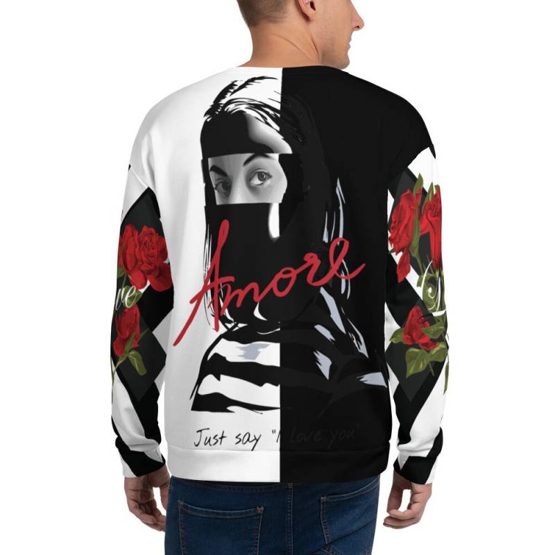 Sweatshirt - Weiß Schwarz Unisex Damen Herren Pullover Grafisch Bedruckt Designer Streetwear Style Cool Mit Spruch von EdwinVonholyLtd