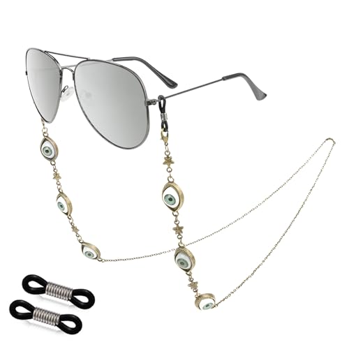 EegantCho Modische Brillenkette der Frauen, Sonnenbrille Anti Verlust, Lesebrille Rahmen, vergoldeter Farbschutz, exquisite Geschenkbox Verpackung (böse Augen) von EegantCho