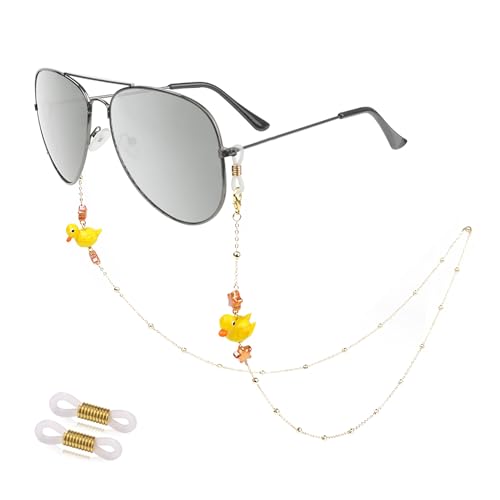 EegantCho Modische Brillenkette der Frauen, Sonnenbrille Anti Verlust, Lesebrille Rahmen, vergoldeter Farbschutz, exquisite Geschenkbox Verpackung(Kleine Ente) von EegantCho