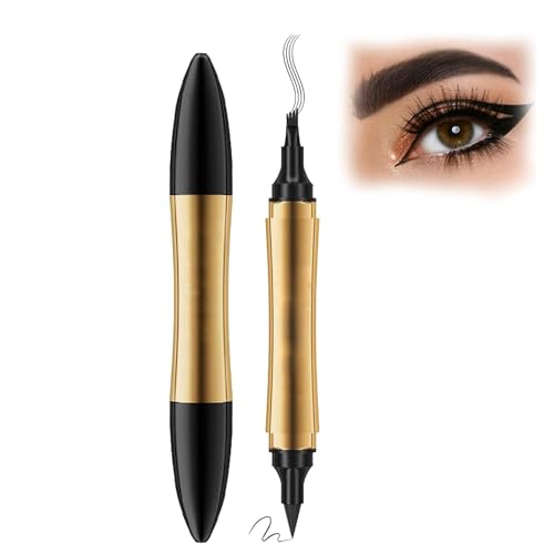 2 in 1 Magic Eyebrow Pencil,2024 Upgrade 3D Microblading Eyebrow Tattoo Pencil 4 Fork Tip with Eyeliner,Double Head Microblading Eyebrow Pencil, Waterproof Makeup Tools (Gray) von Eeiiey