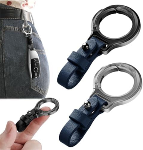 Eeiiey 2 Pcs Allycharm Premium Car Keychain,Zinc Alloy Keychain Leather Strap Car Key Fob,Car Key Chain Ring Clip,Car keychain Leather Key Rings,Universal Leather Car Keychain for Man Women (Blue) von Eeiiey
