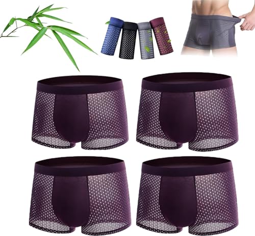 Eeiiey Boxhero Boxershorts aus Bambusfaser, Box-Hero-Bambus-Boxershorts, Box-Hero-Unterwäsche, atmungsaktive Herren-Unterwäsche, Bambusfaser-Boxershorts – für ganztägigen Komfort, rot, XL von Eeiiey