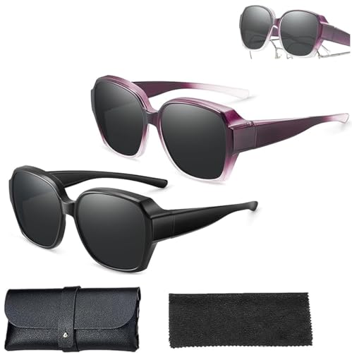 Eeiiey Maysprings Sunglasses Over Glasses,Maysprings Snap Shades Sunglasses,Snapshades Fit Over Sunglasses,Polarized Sunglass That Fit over Regular Glasses,for Women Men (Purple+Black) von Eeiiey