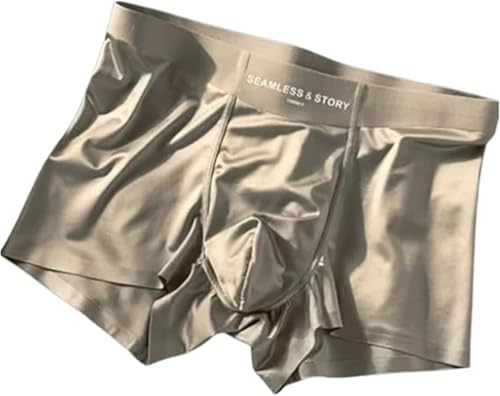 Elegant Silk Men's Ice Silk Underwear Mulberry Men's Boxer Briefs, Luxury Moisture-Wicking Breathable,Seamless Comfort (Grey, XL) von Eeiiey
