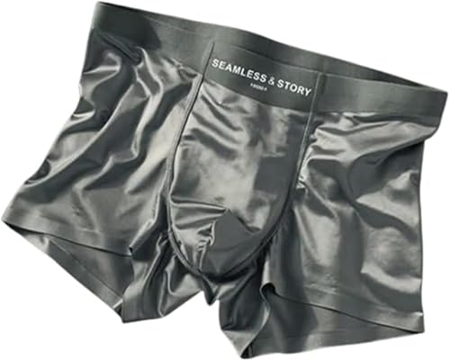 Elegante Herren-Boxershorts aus Eisseide, Maulbeere, luxuriös, feuchtigkeitsableitend, atmungsaktiv, kühl, nahtloser Komfort, blau, L von Eeiiey