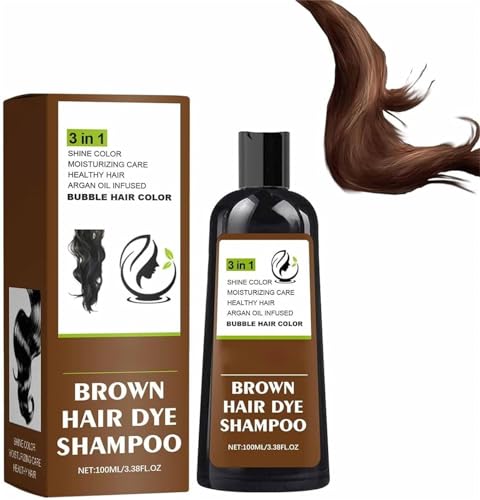 Farndu Black Hair Dye Shampoo,3 In 1 Natural Plant Bubble Dye Hair Care Shampoo,Plant Bubble Hair Dye Cream,Instant Herbal Coloring Shampoo for Women & Men (Brown) von Eeiiey