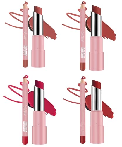 Genli Lifter Glaze Oil Balm,Genli Lip Balm Lipstick,Two-in-One Set Lip Liner with Non-stick Cup Long-Lasting Waterproof Matte Lipstick Set,Lip Balm with 24hrs of Smooth (Set A) von Eeiiey