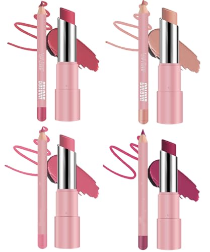 Genli Lifter Glaze Oil Balm,Genli Lip Balm Lipstick,Two-in-One Set Lip Liner with Non-stick Cup Long-Lasting Waterproof Matte Lipstick Set,Lip Balm with 24hrs of Smooth (Set B) von Eeiiey