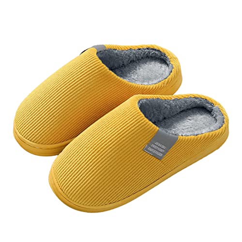 Eekisuf Plüsch Hausschuhe Damen Herren, Winter Warme Flauschige Pantoffeln Zuhause, Fleece Gefüttert Bequeme Slippers Unisex, (Yellow #1,39-40) von Eekisuf