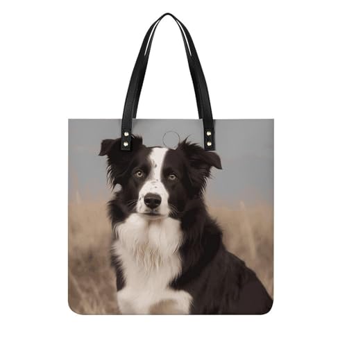 Border Collie Große Lederhandtaschen Frauen Mode Handtasche Multifunktionale Reisetasche Es ist ein tolles Geschenk für Mütter, Lehrer, Freunde, Brautjungfern von Eekstdbn