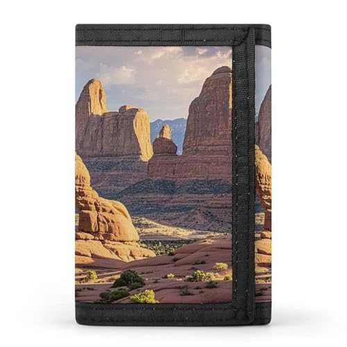 Eekstdbn Arches National Park Trifold Wallet, Kartenetuis und Geld Oganizer Dünne stilvolle Mini-Münztasche mit Reißverschluss Münzfach Kredit für Männer und Frauen von Eekstdbn