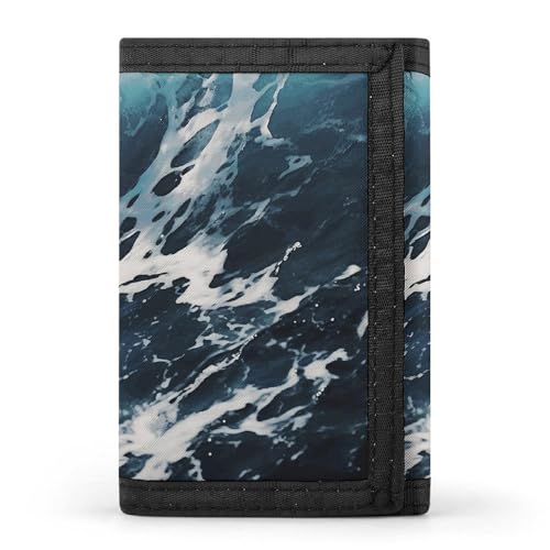 Eekstdbn Beach Foam Wave Trifold Wallet, Kartenetuis und Geld Oganizer Dünne stilvolle Mini-Münztasche mit Reißverschluss Münzfach Kredit für Männer und Frauen von Eekstdbn