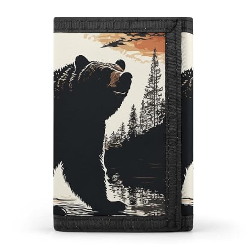 Eekstdbn Bear Silhouette Trifold Wallet, Kartenetuis und Geld Oganizer Dünne stilvolle Mini-Münztasche mit Reißverschluss Münzfach Kredit für Männer und Frauen Eekstdbn Bear Silhouette Trifold Wallet, Kartenetuis und Geld Oganizer Dünne stilvolle Mini-Münztasche mit Reißverschluss Münzfach Kredit für Männer und Frauen von Eekstdbn