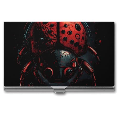 Eekstdbn Cartoon-Marienkäfer-Visitenkartenetui für Damen oder Herren, Schnappverschluss, tragbar, Namenshalter, Kreditkartenhalter für Geschäftstreffen von Eekstdbn