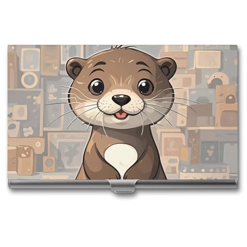 Eekstdbn Cartoon-Visitenkartenetui für Damen oder Herren, mit Schnappverschluss, tragbar, Namenshalter, Kreditkartenhalter für Geschäftstreffen von Eekstdbn