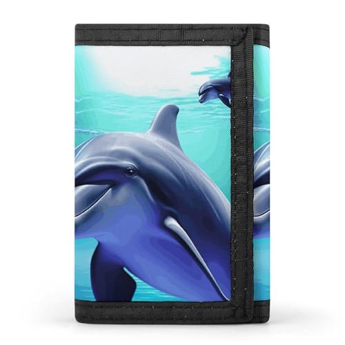 Eekstdbn Delphin Trifold Wallet, Kartenetuis und Geld Oganizer Dünne stilvolle Mini-Münztasche mit Reißverschluss Münzfach Kredit für Männer und Frauen von Eekstdbn