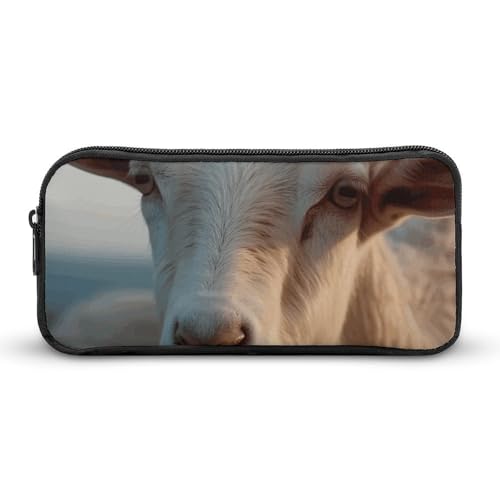 Eekstdbn Docile Federmäppchen mit Ziegenmotiv, für Büro, Schreibwaren, Organizer, einfacher stabiler Reißverschluss, tragbar, für Büro, Reisen, Mehrzwecktasche von Eekstdbn