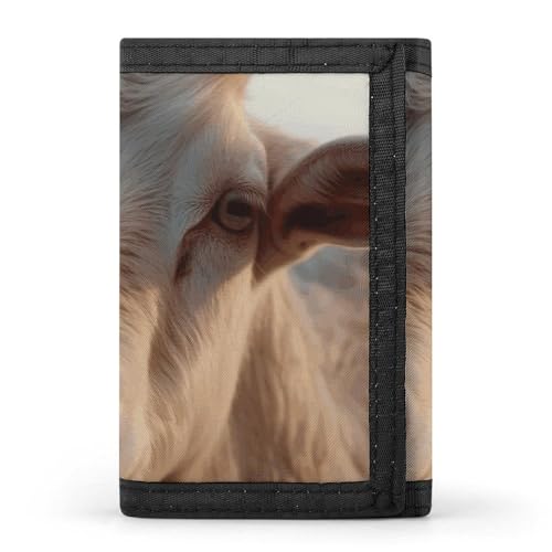 Eekstdbn Docile Goat Trifold Wallet, Kartenetuis und Geld Oganizer Dünne stilvolle Mini-Münztasche mit Reißverschluss Münzfach Kredit für Männer und Frauen von Eekstdbn