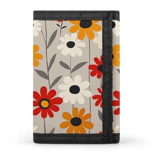 Eekstdbn Dreifach gefaltete Geldbörse im Retro-Blumen-Design, Kartenetuis und Geldbeutel, dünn, stilvolle Mini-Münztasche mit Reißverschluss, Münzfach, Kredit für Damen und Herren von Eekstdbn