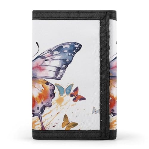 Eekstdbn Dreifach gefaltete Geldbörse mit Aquarell-Schmetterlingen, Kartenetuis und Geld, dünn, stilvolle Mini-Münztasche mit Reißverschluss, Münzfach, Kredit für Damen und Herren Eekstdbn Dreifach gefaltete Geldbörse mit Aquarell-Schmetterlingen, Kartenetuis und Geld, dünn, stilvolle Mini-Münztasche mit Reißverschluss, Münzfach, Kredit für Damen und Herren von Eekstdbn