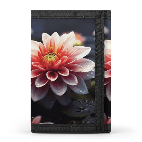 Eekstdbn Dreifach gefaltete Geldbörse mit Blumenmuster, Kartenetuis und Geld, dünn, stilvolle Mini-Münztasche mit Reißverschluss, Münzfach, Kredit für Männer und Frauen von Eekstdbn